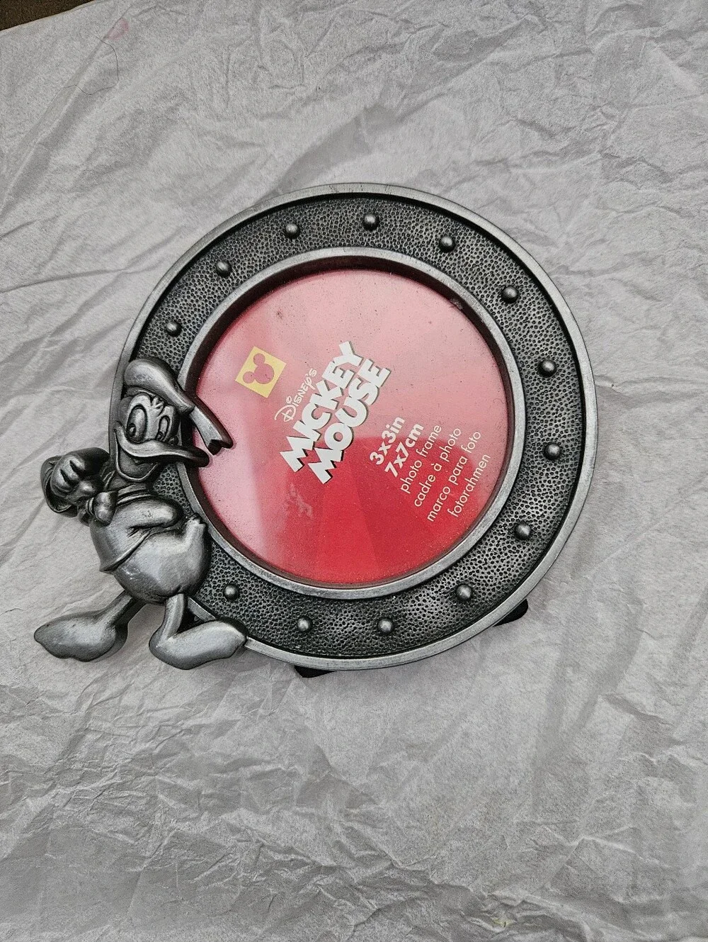 Disney Donald Duck Pewter-Style Round Frame with Red Insert